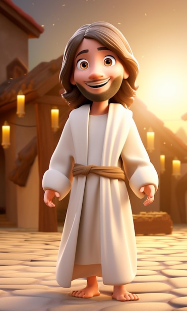 Foto personaje de dibujos animados en 3d de jesucristo
