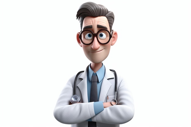 personaje de dibujos animados en 3D de un médico