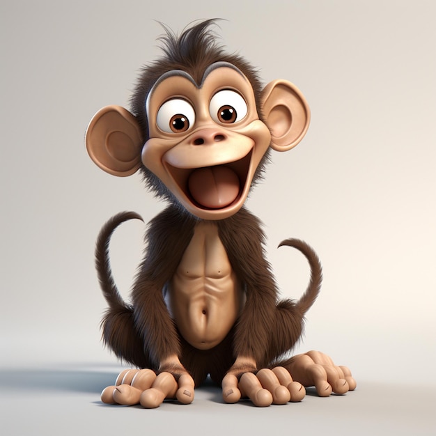 Personaje de dibujos animados en 3D de mono