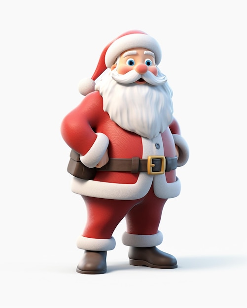 Un personaje de dibujos animados en 3D de Papá Noel deseando Feliz Navidad