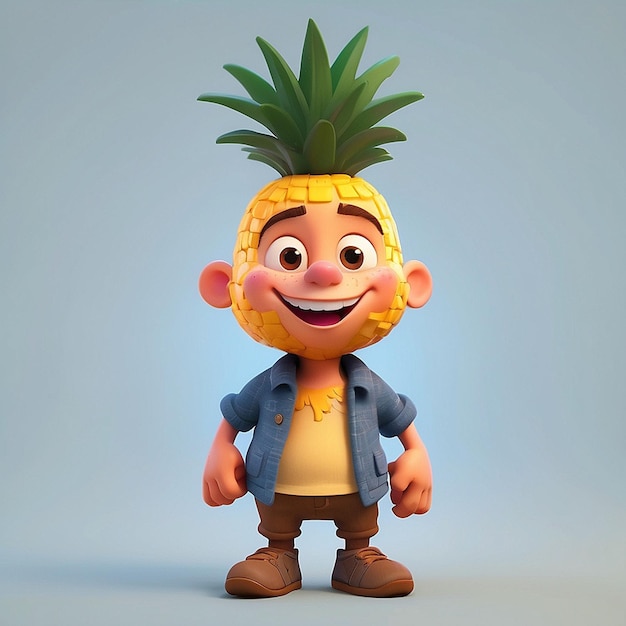 Personaje de dibujos animados en 3D de piña