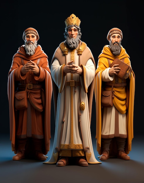 Personaje de dibujos animados 3D de Tres Reyes