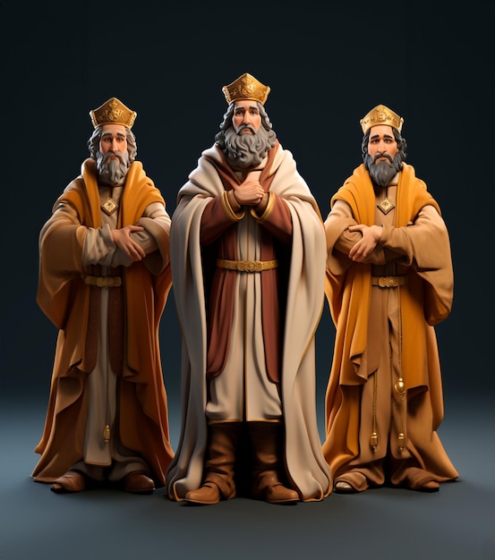 Personaje de dibujos animados 3D de Tres Reyes