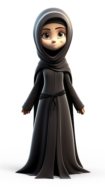 Un personaje de dibujos animados en 3d con una túnica negra y un sombrero negro con una cara en él