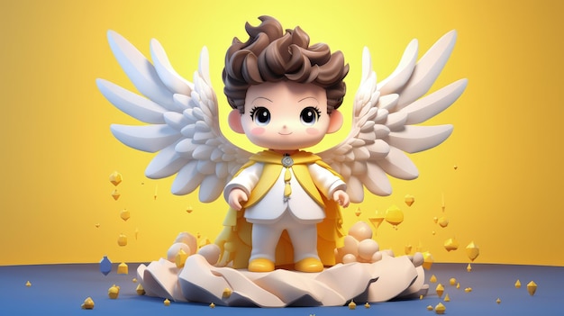 Personaje de dibujos animados ángel bebé recién nacido con alas religión banner fondo