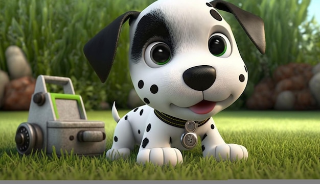 Personaje de dibujos animados animación perro fútbol Ai generativo