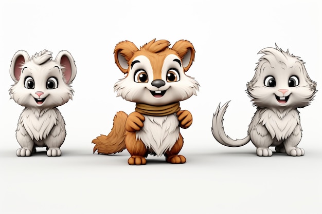 personaje de dibujos animados animal amigable aislado en blanco