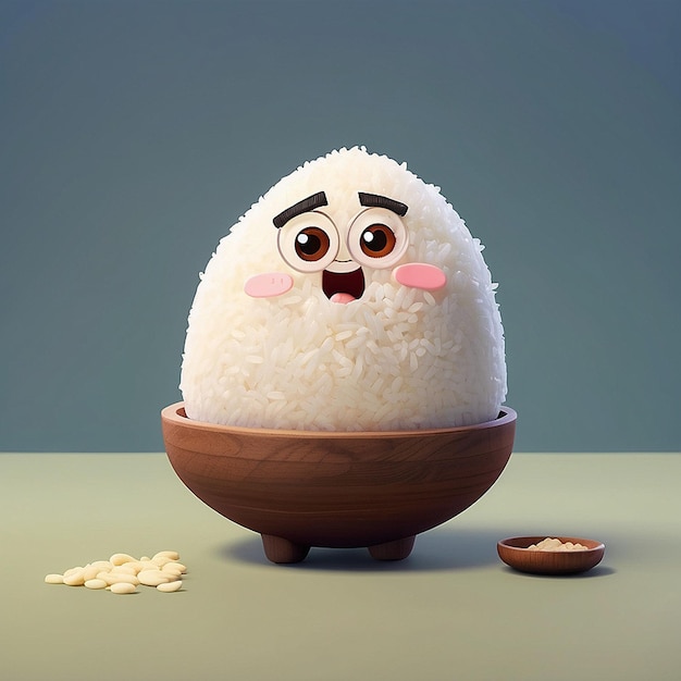 Personaje de dibujos animados de arroz en 3D