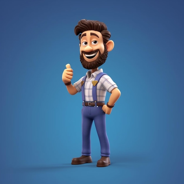 Foto un personaje de dibujos animados con barba y camisa azul.