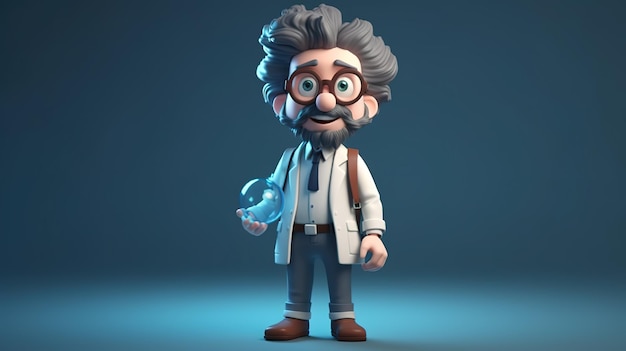 Un personaje de dibujos animados con una bata de laboratorio que sostiene un destornillador.