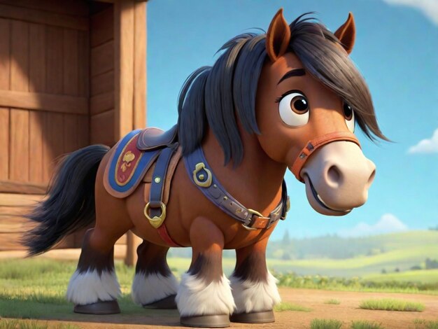 Foto un personaje de dibujos animados de caballos en 3d