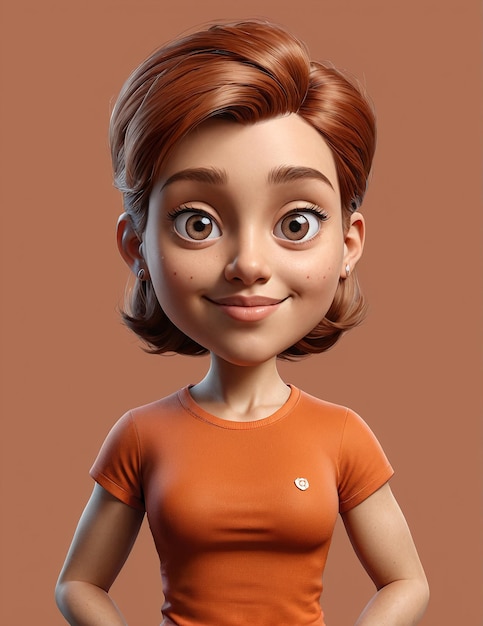 Foto un personaje de dibujos animados con cabello corto y una camisa naranja corta