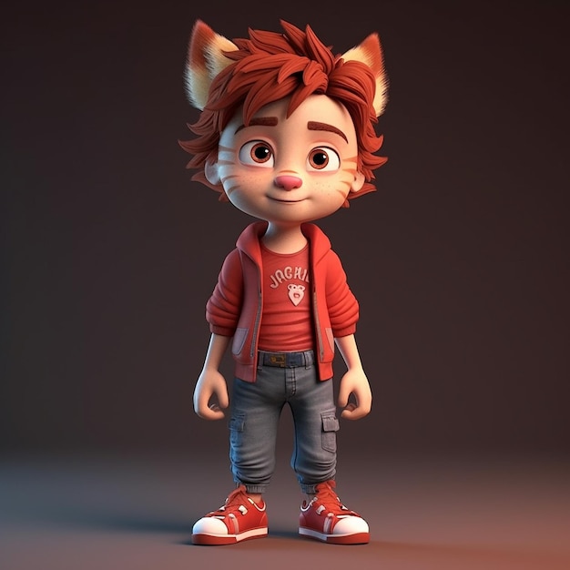 Un personaje de dibujos animados con una camisa roja que dice 'gato'