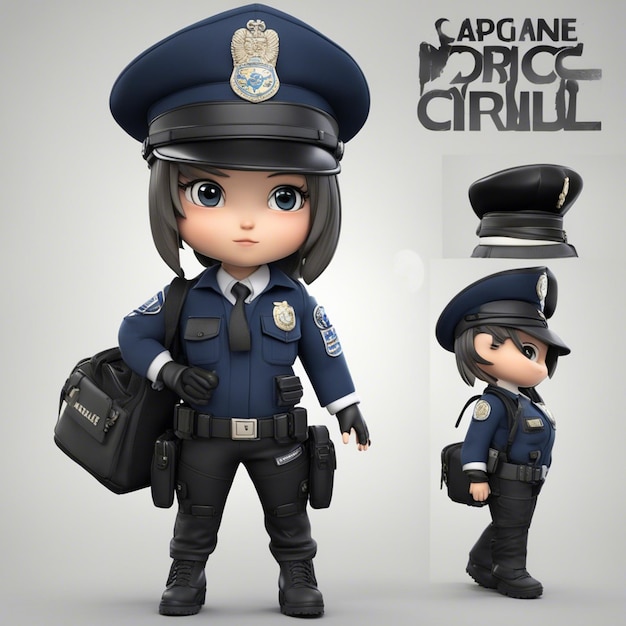 Foto un personaje de dibujos animados chibi tyle3dbarasileño chica con chaqueta de arma usando una mochila