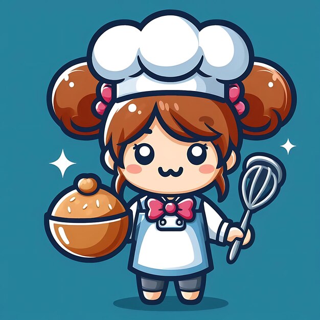 Foto un personaje de dibujos animados con una espátula y una olla de miel