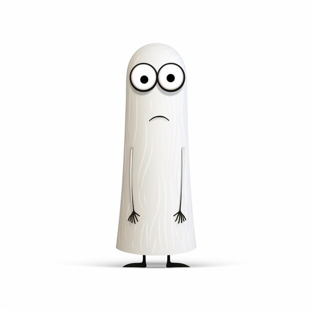 Foto personaje de dibujos animados de un fantasma blanco con ojos y una cara triste generativo ai