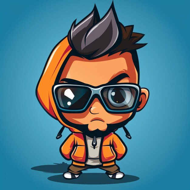 un personaje de dibujos animados con gafas de sol y una camisa que dice "está usando una camisa"