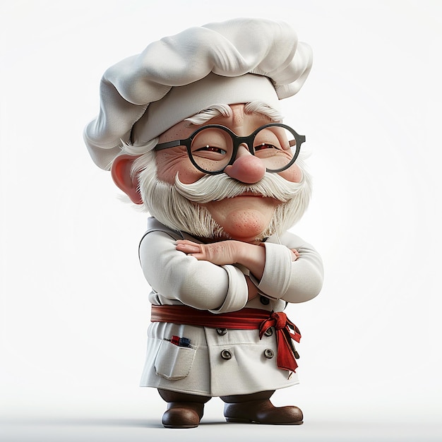 un personaje de dibujos animados con gafas y un sombrero de chef está usando gafas