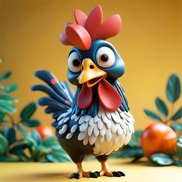Foto personaje de dibujos animados de gallina en 3d