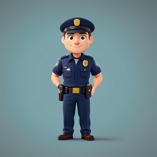 un personaje de dibujos animados con una gorra azul y una insignia que dice policía