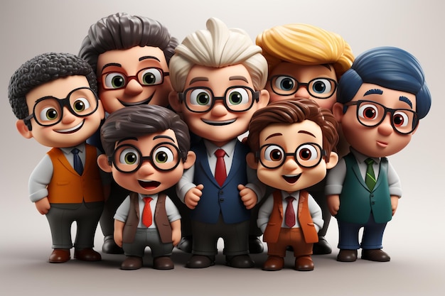 personaje de dibujos animados de un grupo de hombres con gafas y corbata generativa ai