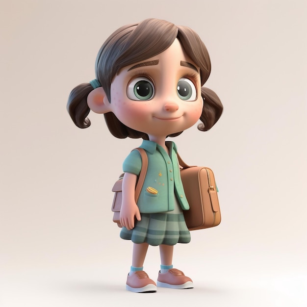 Un personaje de dibujos animados con un icono de mochila 3d