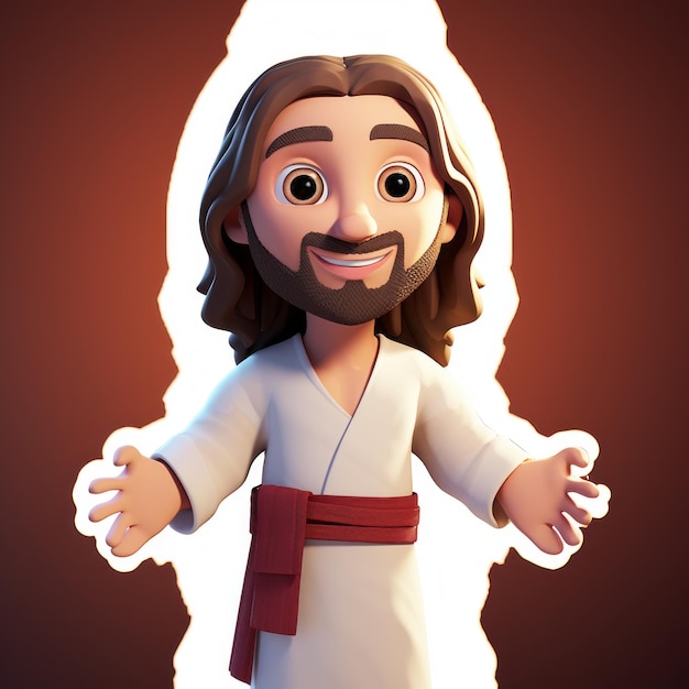 Foto personaje de dibujos animados de jesús en 3d