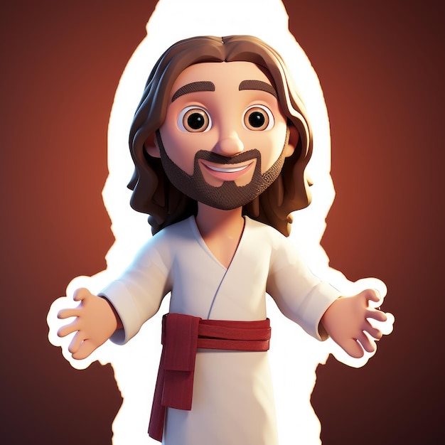 Personaje de dibujos animados de Jesús en 3D