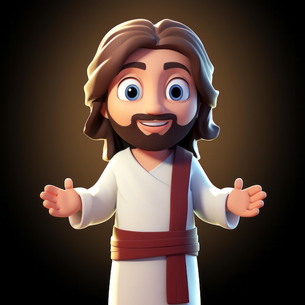 Personaje de dibujos animados de Jesús en 3D