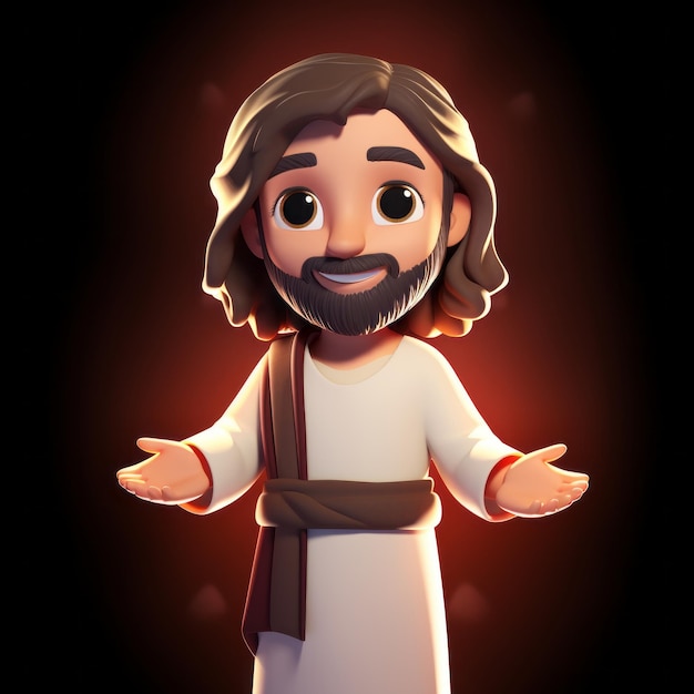 Personaje de dibujos animados de Jesús en 3D