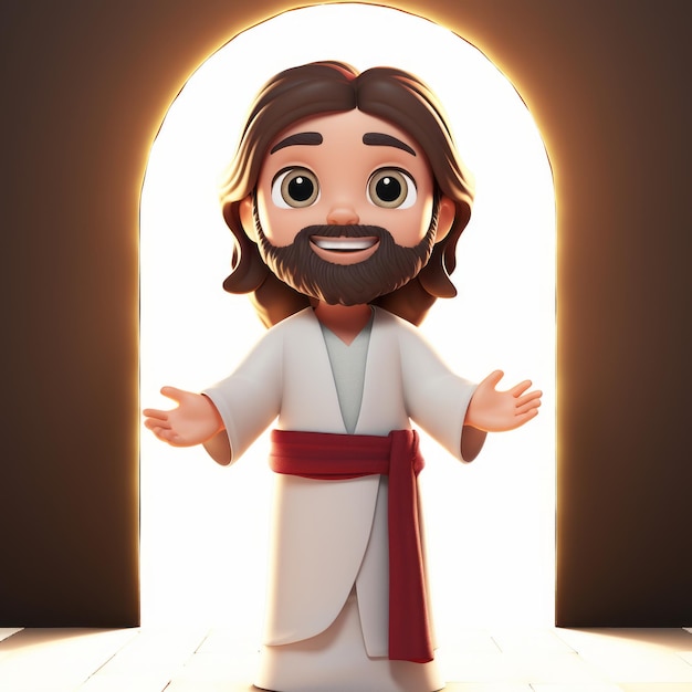 Personaje de dibujos animados de Jesús en 3D