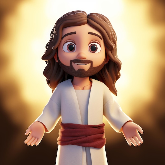 Personaje de dibujos animados de Jesús en 3D