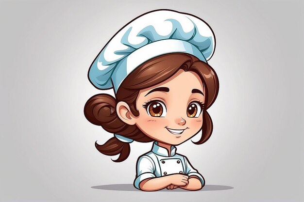 Personaje de dibujos animados de una linda chica chef en uniforme