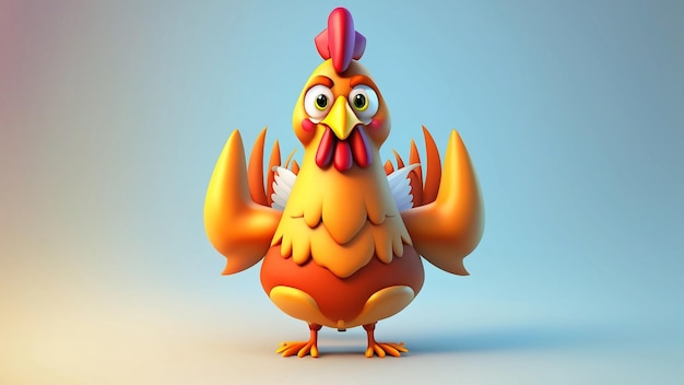 Personaje de dibujos animados lindo gallo 3d