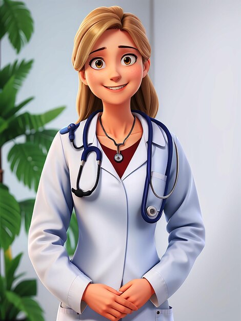 Personaje de dibujos animados médico 3D