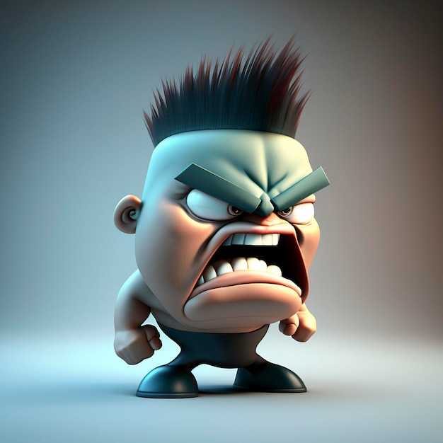 personaje de dibujos animados con una mirada enojada en su cara ai generativo