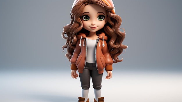 Personaje de dibujos animados modelo 3D de una chica modelo