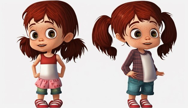 Un personaje de dibujos animados de una niña y un niño.