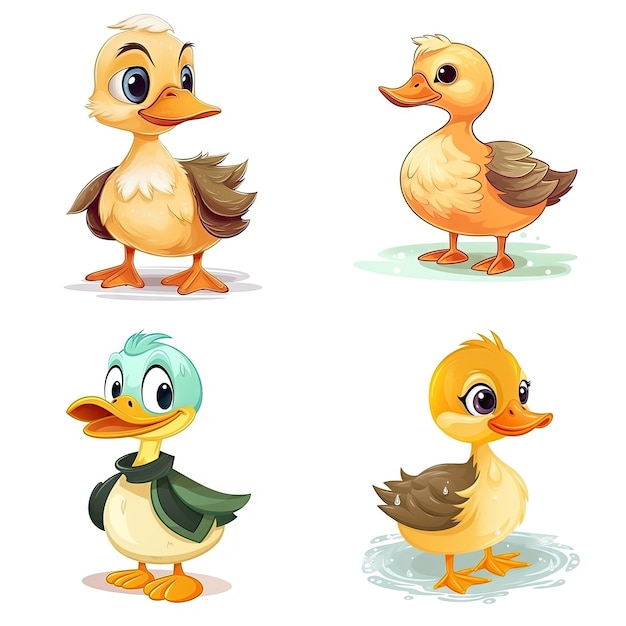 Personaje de dibujos animados de pato sobre fondo blanco