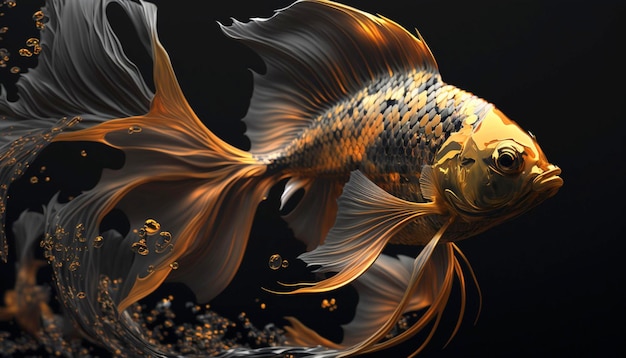 Personaje de dibujos animados de peces dorados IA generativa
