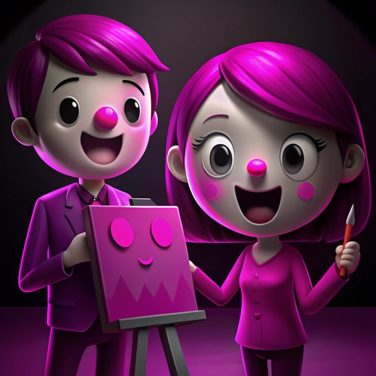 Foto un personaje de dibujos animados con un pincel de pintura y un payaso