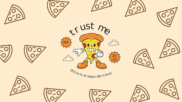 Un personaje de dibujos animados con una pizza en él