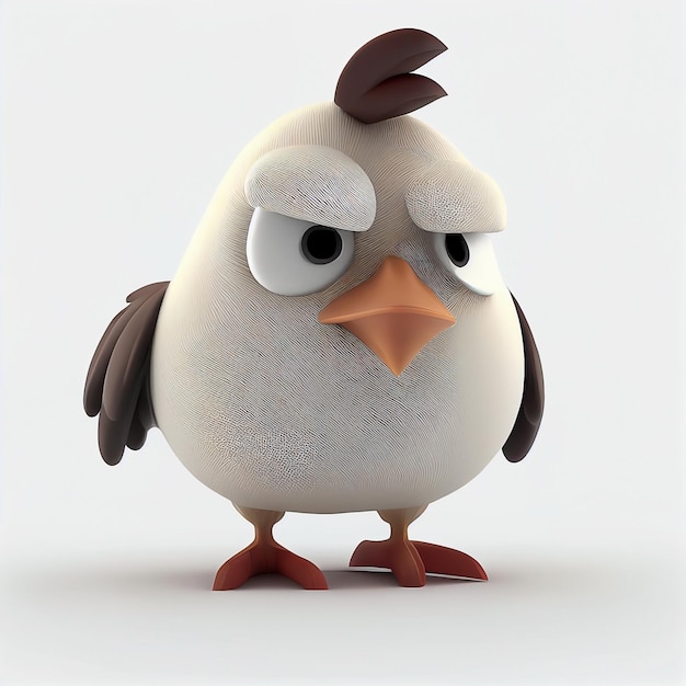 Un personaje de dibujos animados de pollo con fondo blanco.