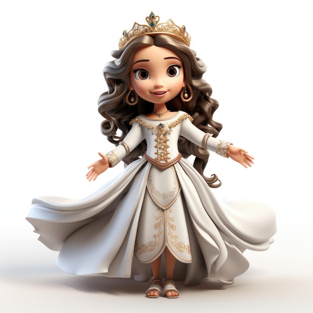 Personaje de dibujos animados de princesa aislado