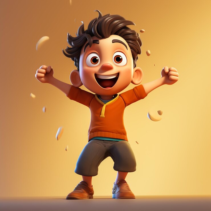 Personaje de dibujos animados que apunta con el dedo a un espacio vacío Ilustración para publicidad