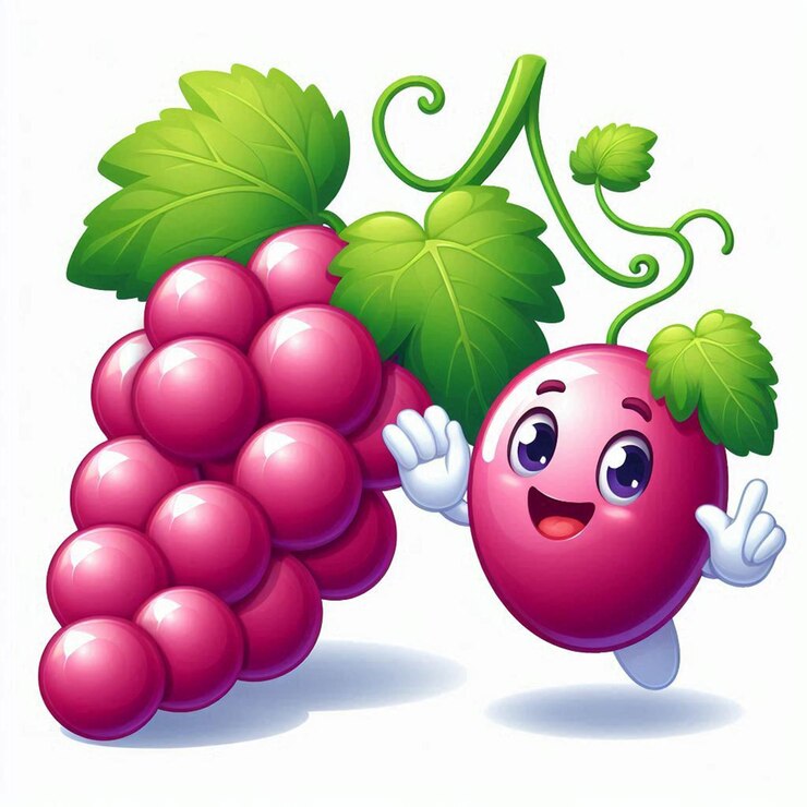 Foto un personaje de dibujos animados con un ramo de uvas en él
