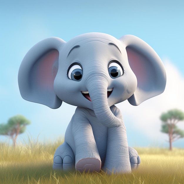 Personaje de dibujos animados renderizado en 3D de un elefante