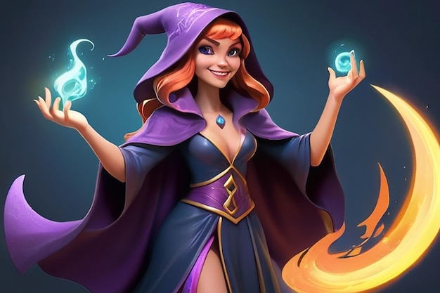 Personaje de dibujos animados Sassy Sorceress 3D