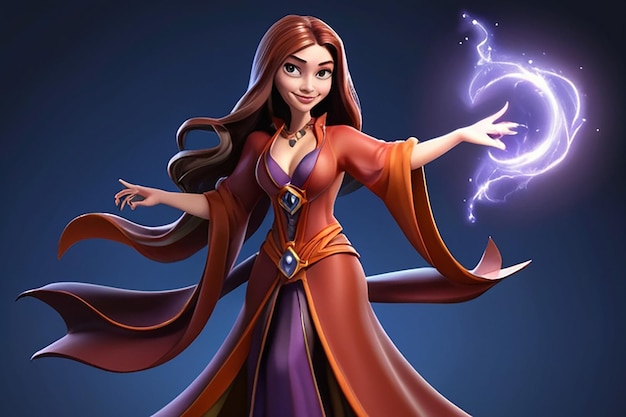 Personaje de dibujos animados Sassy Sorceress 3D