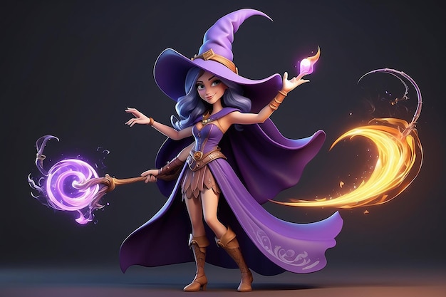 Personaje de dibujos animados Sassy Sorceress 3D